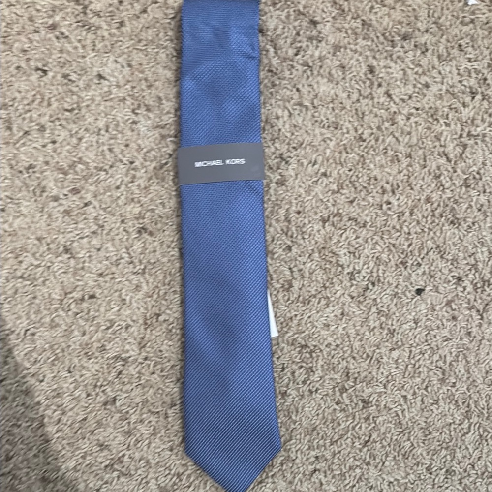 Michael Kors Blue Silk Tie with Gold Accent
